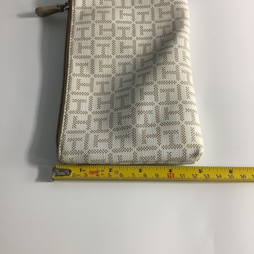 Tommy Hilfiger Women's Logo Printed Medium Wristlet Wallet Clutch Bag White/Tan - Picture 5 of 13